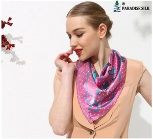 Pure Silk Square Scarf Large Wrap Printing Shawl Scarves 26”W/Dot Pattern - Picture 1 of 5