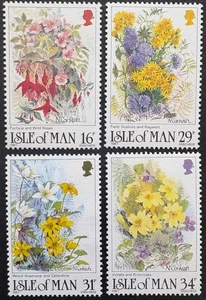 GB Isle of Man 1987 SG354 - 357 Wild Flowers Set of 4 Mint Hinged - Picture 1 of 2