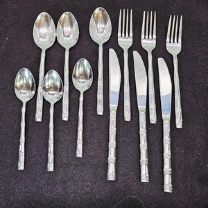 Oxford Hall Original Bambus Edelstahl Besteck Teelöffel Menge 12 Japan Vintage - Bild 1 von 14