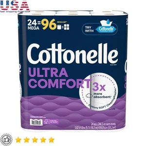 Papel higiénico suave ultra cómodo 2 capas 24 mega rollos fuerte absorbente sin obstrucciones - Imagen 1 de 5