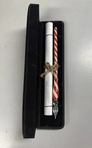 WANCHER Czech Bohemian Glass Pen - Confetto - Red + White Stripe - Bild 1 von 8