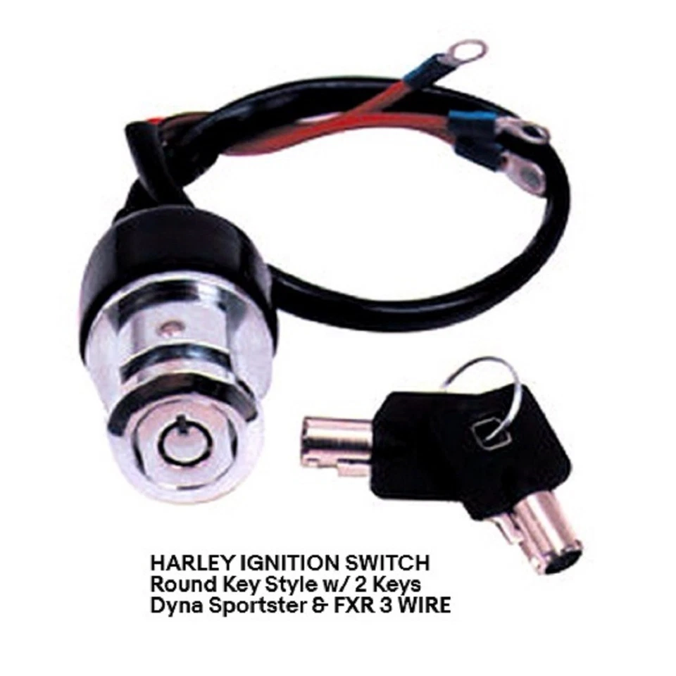 HARLEY IGNITION SWITCH Round Key Style w/ 2 Keys Dyna Sportster & FXR 3 WIRE - Image 1 of 1