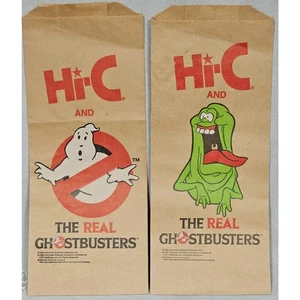 Vintage 1987 Ecto Cooler Hi-C The Real Ghostbusters Lunch Bag Pack x2 - Picture 1 of 2