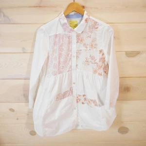 Maeve Button-up Blouse Size S White Mavis Patchwork Print Cotton Pockets - Picture 1 of 17