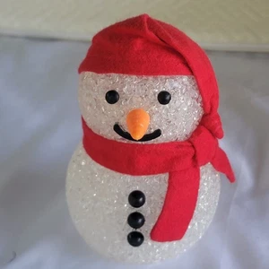 Christmas Snowman Blowmold Popcorn Red Hat Scarf Carrot Nose Very Clean Preowned - Picture 1 of 7