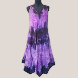 NWT Lilliana Tie Dye Dress Purple & Black Hand-Dyed Flowy Fairy Hippie | S - Picture 1 of 4