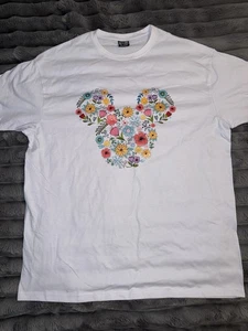 Camiseta Top Cabeza de Mickey Mouse Diseño Floral Disney Unisex Talla XL - Imagen 1 de 1