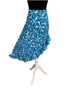Beautiful Mango Blue/white Asymmetric Skirt With Ruffle Size L (12) - Picture 1 of 11