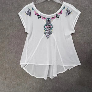 Roper White Embroidered Sheer Blouse Size S Western Bohemian Festival Top - Picture 1 of 9