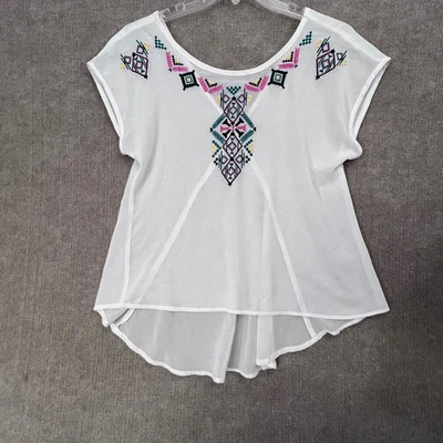 Blusa Roper Blanca Bordada Transparente Talla S Top Festival Bohemio Occidental Foto 1 de 4