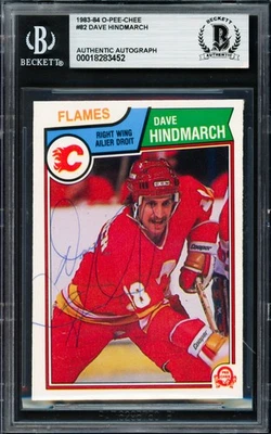 Dave Hindmarch Signed 1983-84 O Pee Chee Card 82 Flames Beckett #18283452 - Image 1 of 2