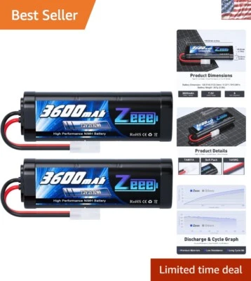 Lightweight 7.2V 3600mAh NiMH Battery for RC Models - Dual Pack Included - Image 1 of 4