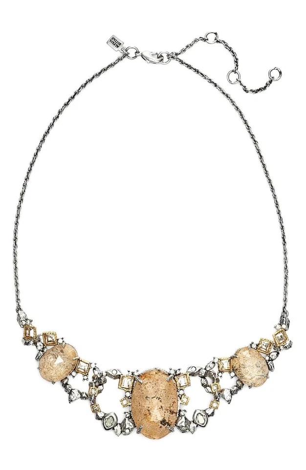 Alexis Bittar 167232 女式“Elements”链接围兜项链银色/碧玉 — 第 1/2 张图片