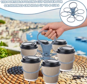 6-Cup- Drink Holder Foldable Coffee Carrier Drink Holder Drinks Holder Holiday - Picture 1 of 18