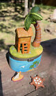 Tropical Robinson Crusoe Type Trinket Box With Hut And Palm Tree, ￼