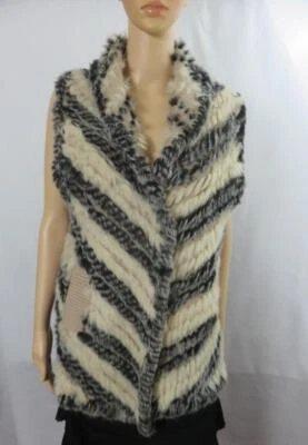 Chaleco de piel de conejo Marc By Marc Jacobs negro/crema bolsillos delanteros abiertos talla OS Foto 1 de 4