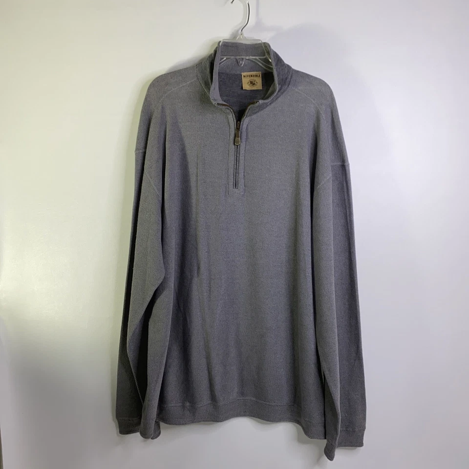 Pussers West Indies Men’s 1/4 Zip Gray Knit Pullover Long Sleeve Reversible XL - Imagem 1 de 4
