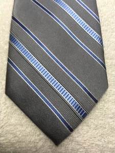 MICHAEL KORS MENS TIE GRAY WITH BLUE STRIPES 3.25 X 59 - Picture 1 of 4