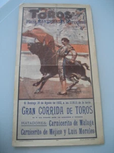 CARTEL TOROS PLAZA MONUMENTAL BARCELONA 1933. CARNICERITO DE MALAGA Y MEXICO - Imagen 1 de 7