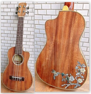 Alulu Solid Acacia Koa Concert cutaway Ukulele, bird inlay HU1632 - Image 1 of 4