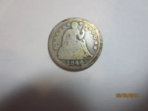 Rare key date VG Condition 1844 Silver Seated Dime really nice coin Cover