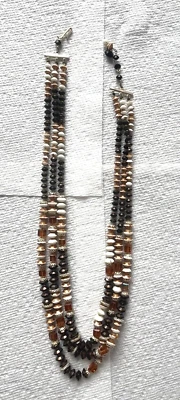 Collar de cuentas de 3 hilos en capas joyería de moda marrón bronce cobre color blanco Foto 1 de 4