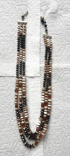 VETEMENTS Collana di perle a 3 fili strati gioielli moda marrone bronzo rame colore bianco