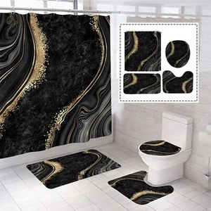 beifivcl 4Pcs Luxury Marble Shower Curtain Sets, Bathroom Sets with Shower - Picture 1 of 7
