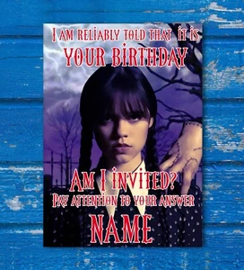 Wednesday Addams Birthday Card. Customise with name. - Picture 1 of 2
