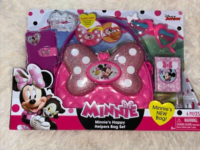 Conjunto de Bolsa Disney Minnie Mouse Happy Helpers Vestir Fingir Brincar NOVO - Imagem 1 de 4