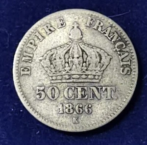 PEU COURANTE **** 50 centimes Napoleon III 1866 K **** RARE ! - Imagen 1 de 2