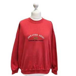 Vintage Retro Oversized Sweatshirt The Sweater Shop Red 80s 90s  M  - Picture 1 of 7