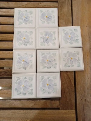 10 Piezas Cuadradas - Azulejo Cerámico Decorativo Floral Hecho en Italia Foto 1 de 4