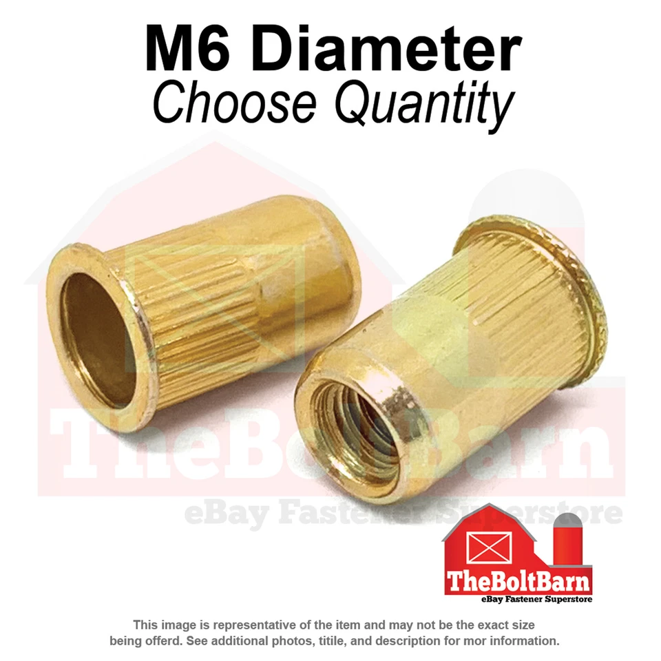 M6-1.0 Acero Pequeña Brida Cuerpo Moleteado Remache Tuercas Zinc Amarillo Largo (Elige Cantidad) Foto 1 de 1