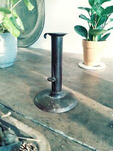 19thC. Metal Hogscraper Candlestick Push-Up Candleholder Antique Metalware 1800s