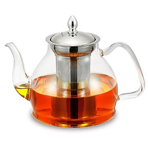 Glass Teapot 40oz/1200ml Glass Kettle With Removable Stainless Steel Infuser For