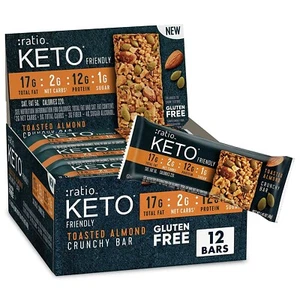 :ratio | KETO Friendly Crunchy Bars, Toasted Almond, Gluten Free Snack | 12 Bars - Picture 1 of 6
