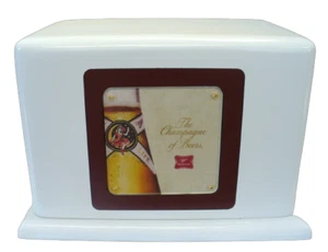 AUSVERKAUF--BESTES ANGEBOT ALLER ZEITEN--MILLER HIGH LIFE--HANDGEFERTIGTE HOLZBESTATTUNGSURNE - Bild 1 von 1