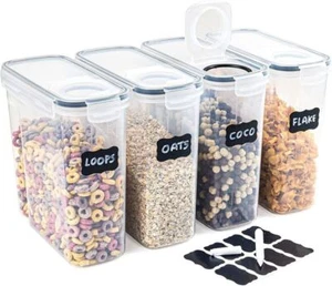 4X Airtight Food Storage Container Set Kitchen Pantry Dry Food Cereal Dispenser - Picture 1 of 24