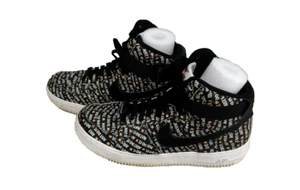 NIKE AIR FORCE 1 07 LV8 'JUST DO IT' BLACK/WHITE SNEAKERS AQ06296-001 SZ 10 - Picture 1 of 7