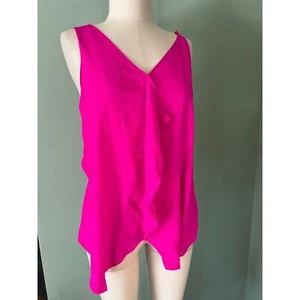 THE LIMITED Small Flame Ruffle Front BRIGHT Fuchsia Sleeveless Blouse - Picture 1 of 5