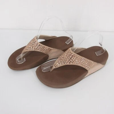 Sandalia Tanga FitFlops Glitzie Mujer Talla 7 Estrás Chanclas Oro Rosa Foto 1 de 4