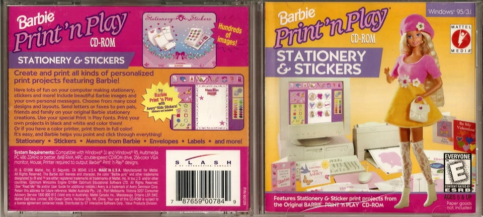 Barbie Print N Play Stationery & Stickers CD-ROM for Windows 95/3.1 - Image 1 of 1