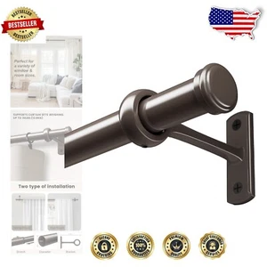 Bronze 1 Inch Heavy-Duty Adjustable Curtain Rod 168-240" with Mounting Brackets - Picture 1 of 9