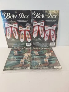 Cross Stitch Mini Christmas Bow Ties Ornaments Plus Napkin Rings 4 New Packages - Picture 1 of 7
