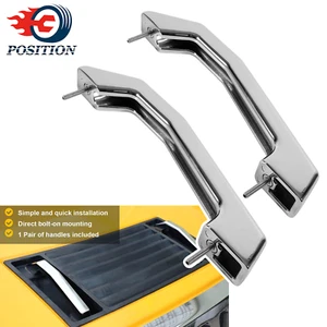 12498996 Silver Smooth Chrome Billet Hood Handles for 2003-2009 Hummer H2 SUT - Picture 1 of 11
