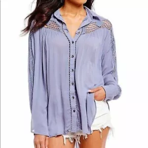 FREE PEOPLE Katie Bird Crochet Inset Tunic Top, Fits Size XS S Small - Imagen 1 de 11