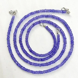 Collar de cuentas rondelle facetadas tamaño 4,5 mm topacio recubierto color tanzanita 16" - Imagen 1 de 10