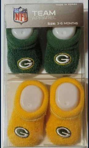 GREEN BAY PACKERS HIGH QUALITY INFANT BABY BOOTIES 3 TO 6 MONTHS Cover