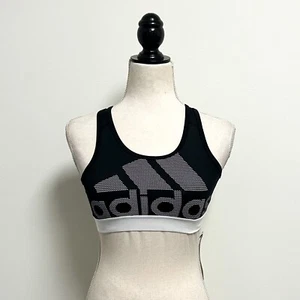 Adidas Black White Unpadded Racerback Mesh Back Sports Bra Girls Large NWT - Picture 1 of 12